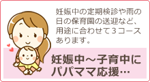 「子育てタクシー」妊娠中の定期検診や雨の日の送迎などでパパママ応援